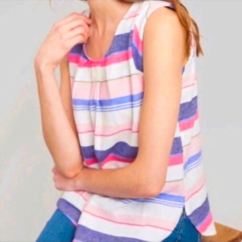 Joules Striped Sleeveless Linen Top size 8 Medium